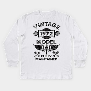 Birthday, Funny Vintage 1972 Birthday, Vintage Bike Lovers 1972 Birthday Kids Long Sleeve T-Shirt